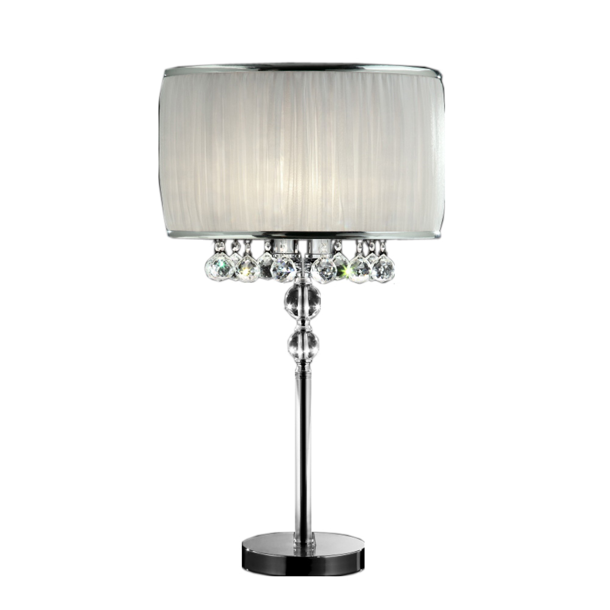Elegant silver Table Lamp with Crystal Accents