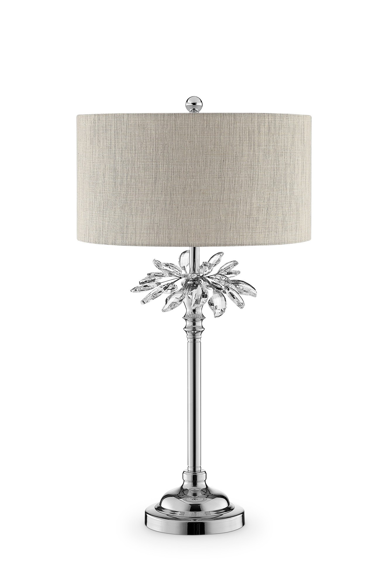 Silver Chrome Tall Table Lamp with Starburst Crystals