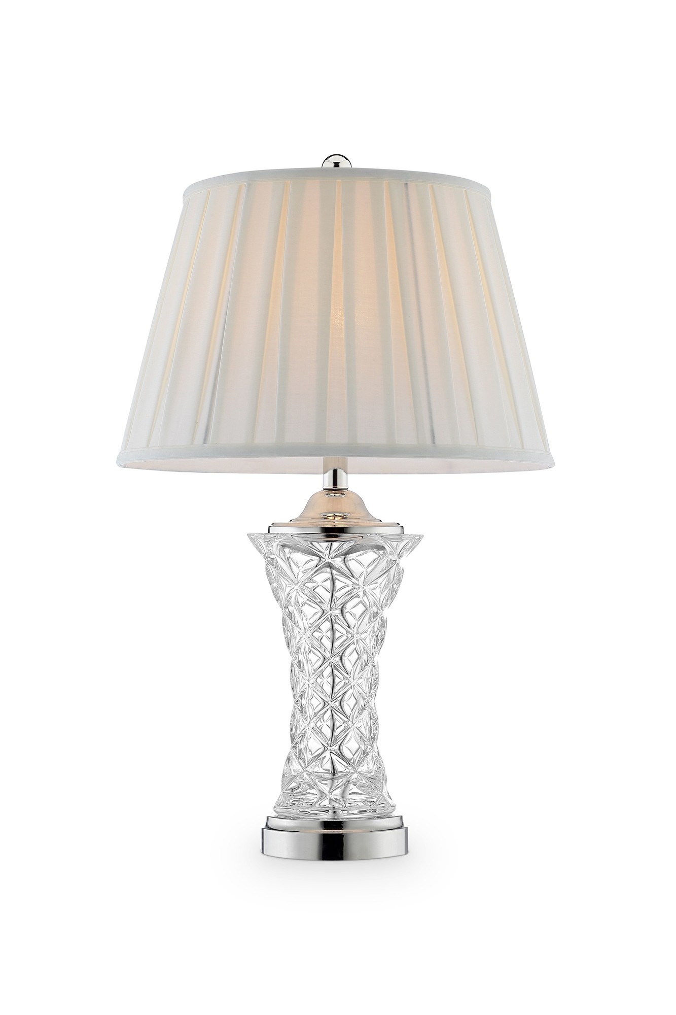 Ornamental Glass Table Lamp with White Ruffle Shade