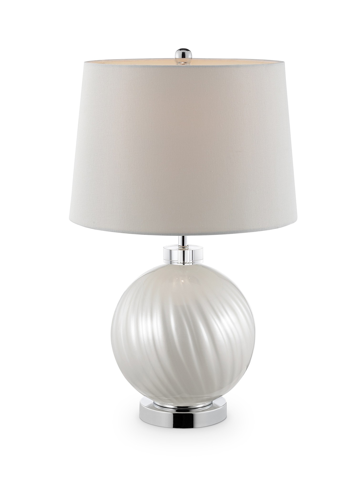 Pearlescent Globe Table Lamp with White Fabric Shade