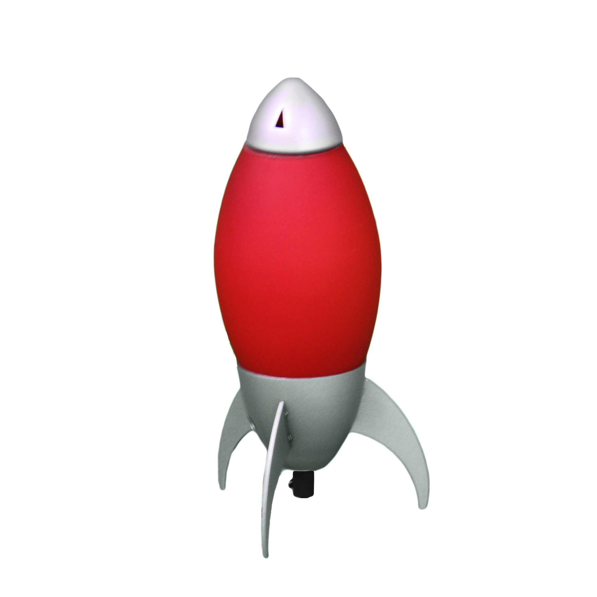 Red and Silver Rocket Shaped Table Lamp