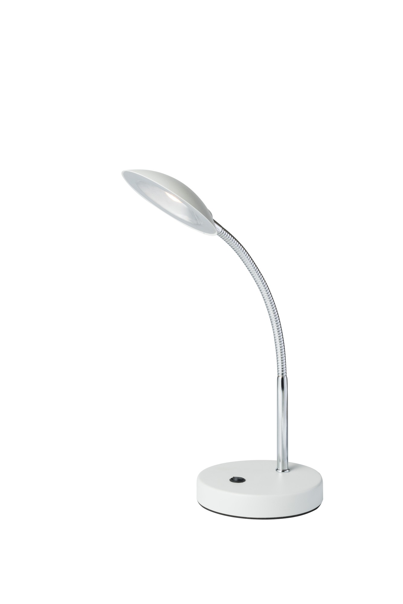 White Metal Gooseneck Desk Lamp with Flat Shade