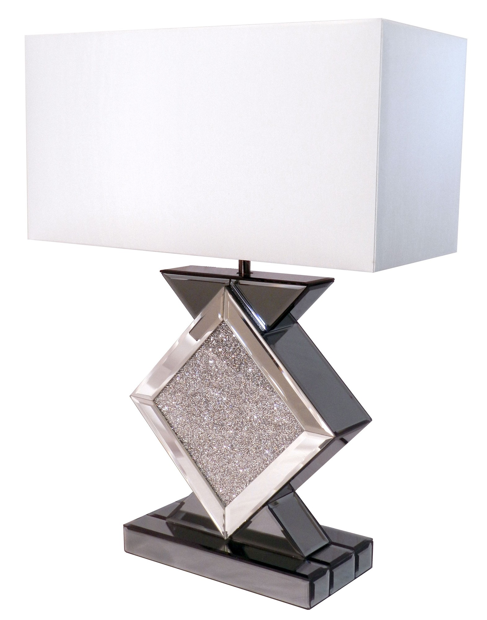 Black Glass Geometric Table Lamp