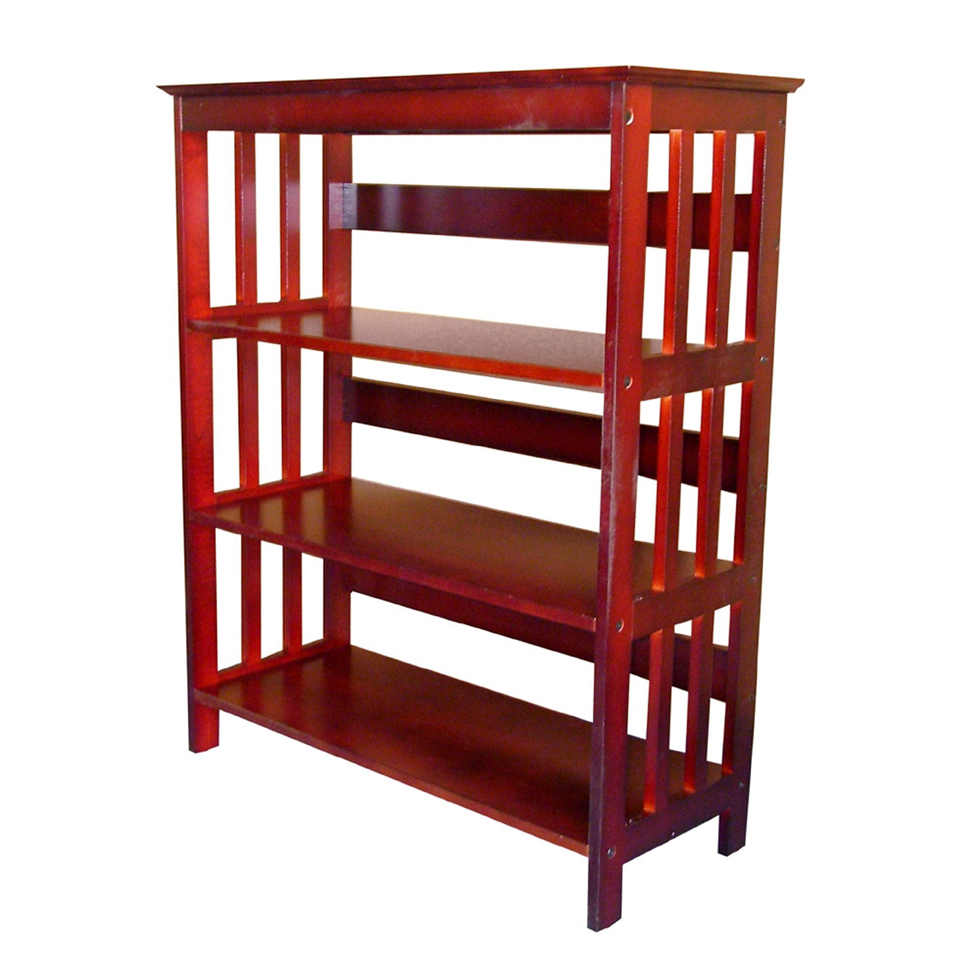Cherry Mission Style Three Shelf Bookcase