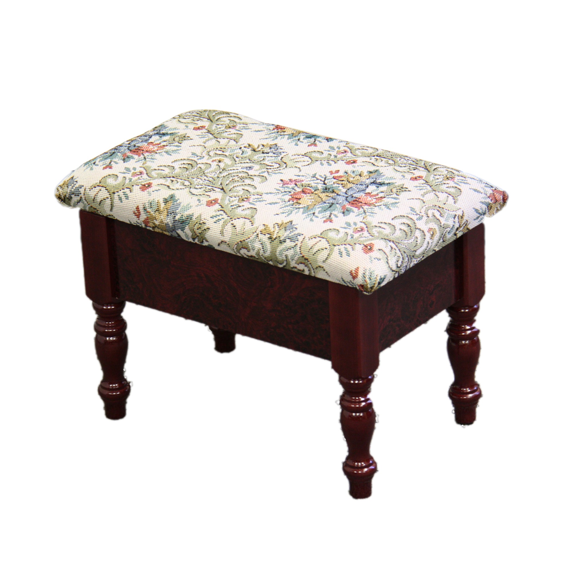 Cherry Traditional Tapesty Foot Stool with Storage