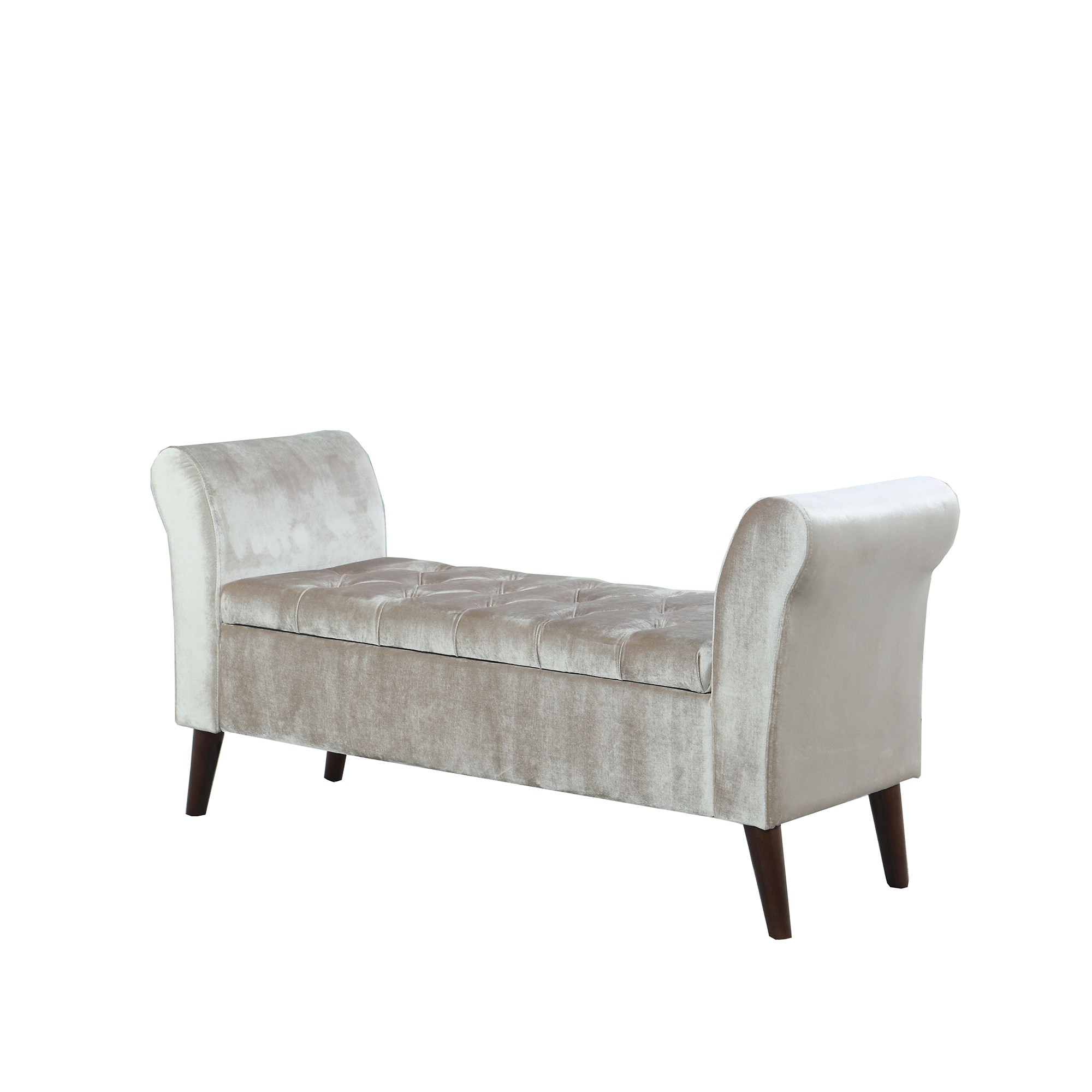 Champagne Tufted Velvet Settee Storage Bench