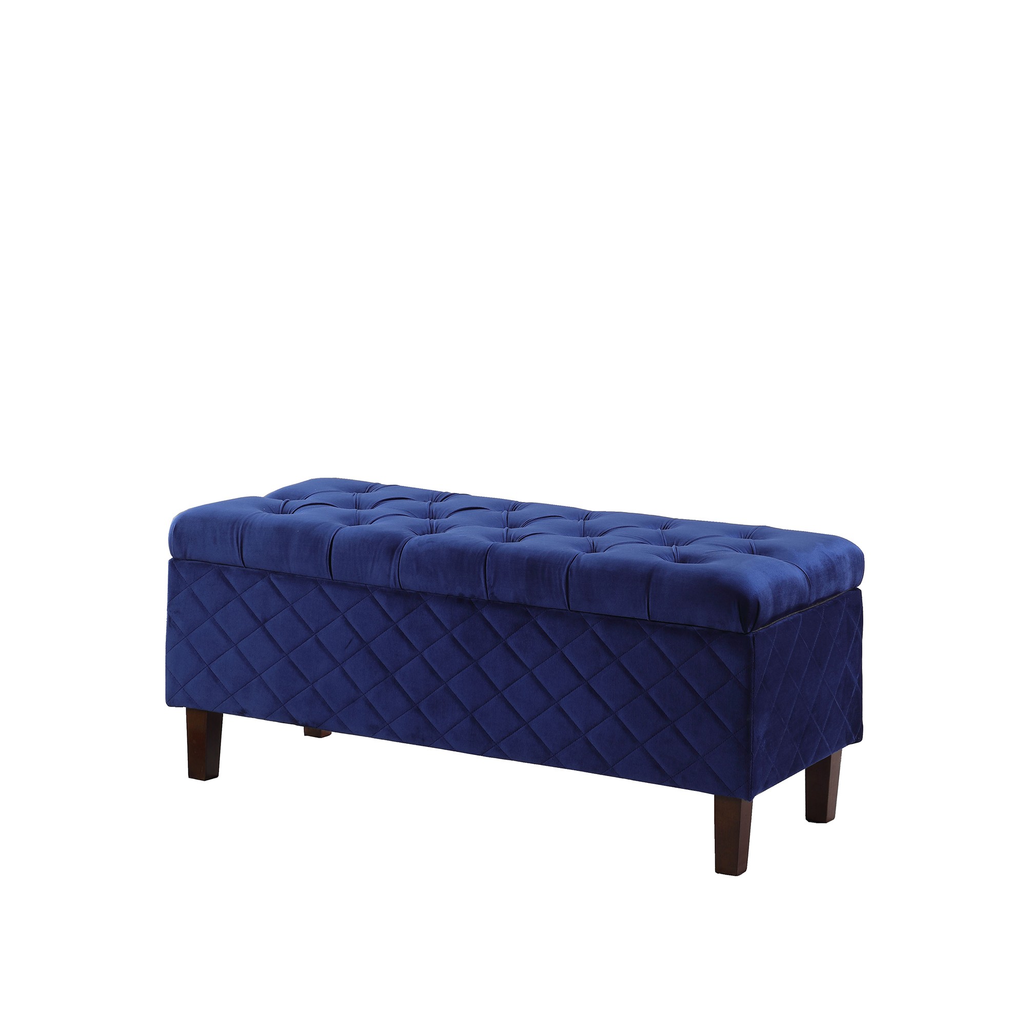 Deep Blue Quilted and Tufted Storage Bench