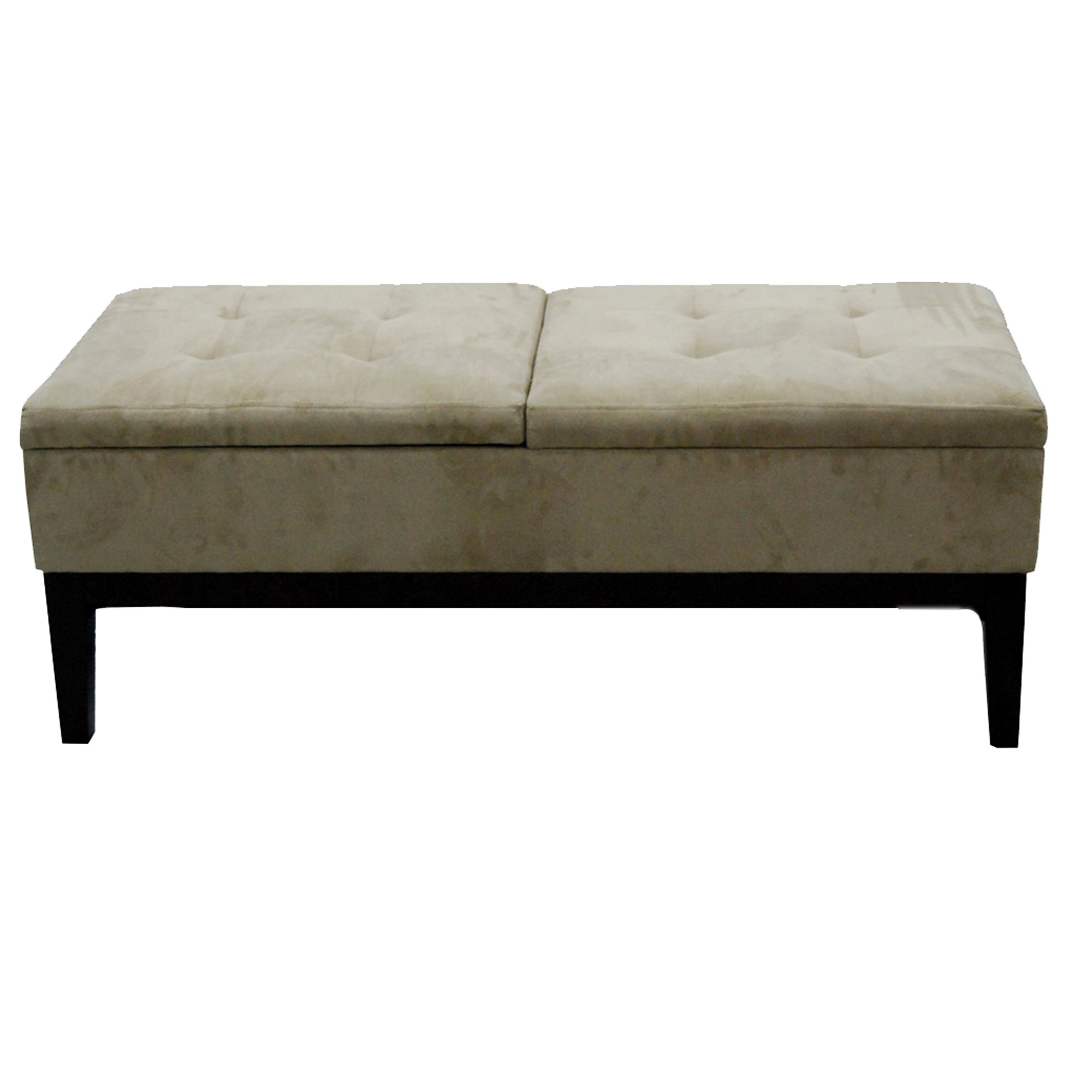 Contemporary Beige Dual Lift Storage Bench