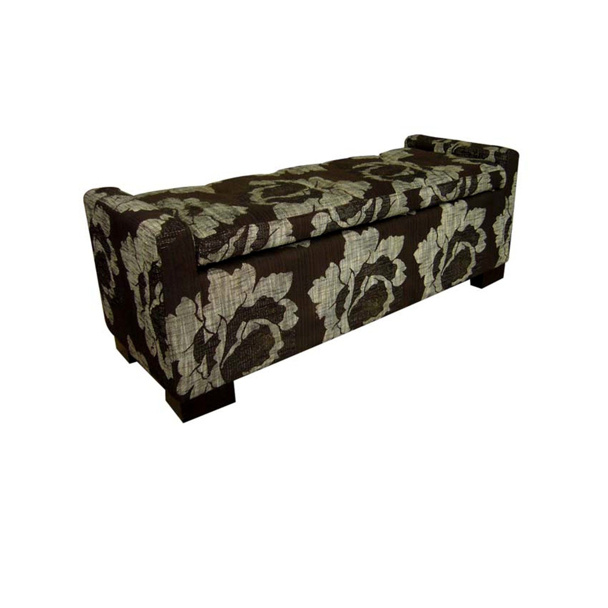 Bold Brown Floral Long Storage Bench