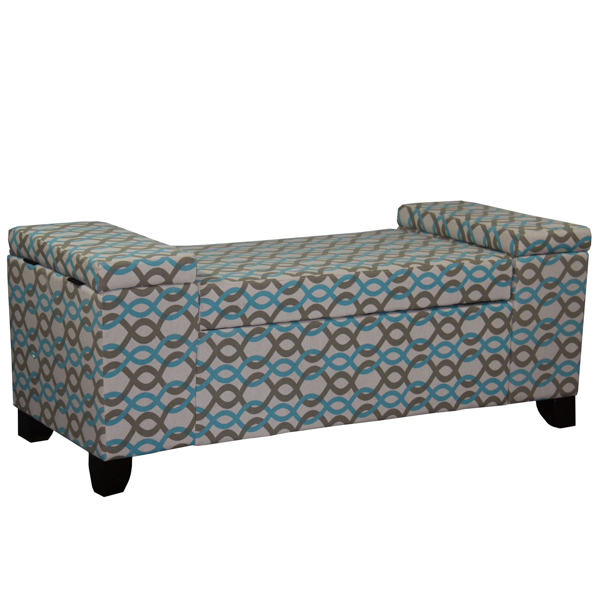 Modern Brown and Taupe Chain Link Triple Storage Bench