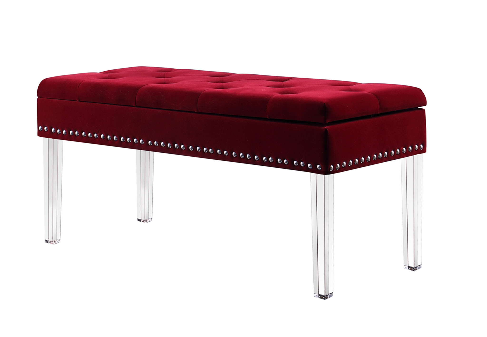 Contemporary Chic Red and Clear Acrylic Storage Bench