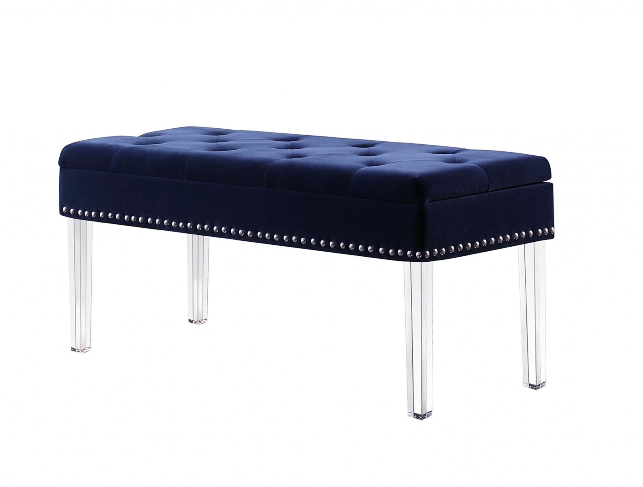 Contemporary Chic Navy and Clear Acrylic Storage Bench