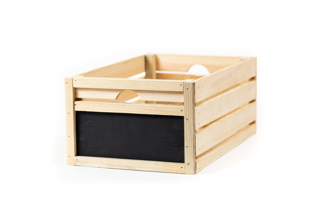 Organic Natural Wood Stacking Milk Crate with Chalkboard End