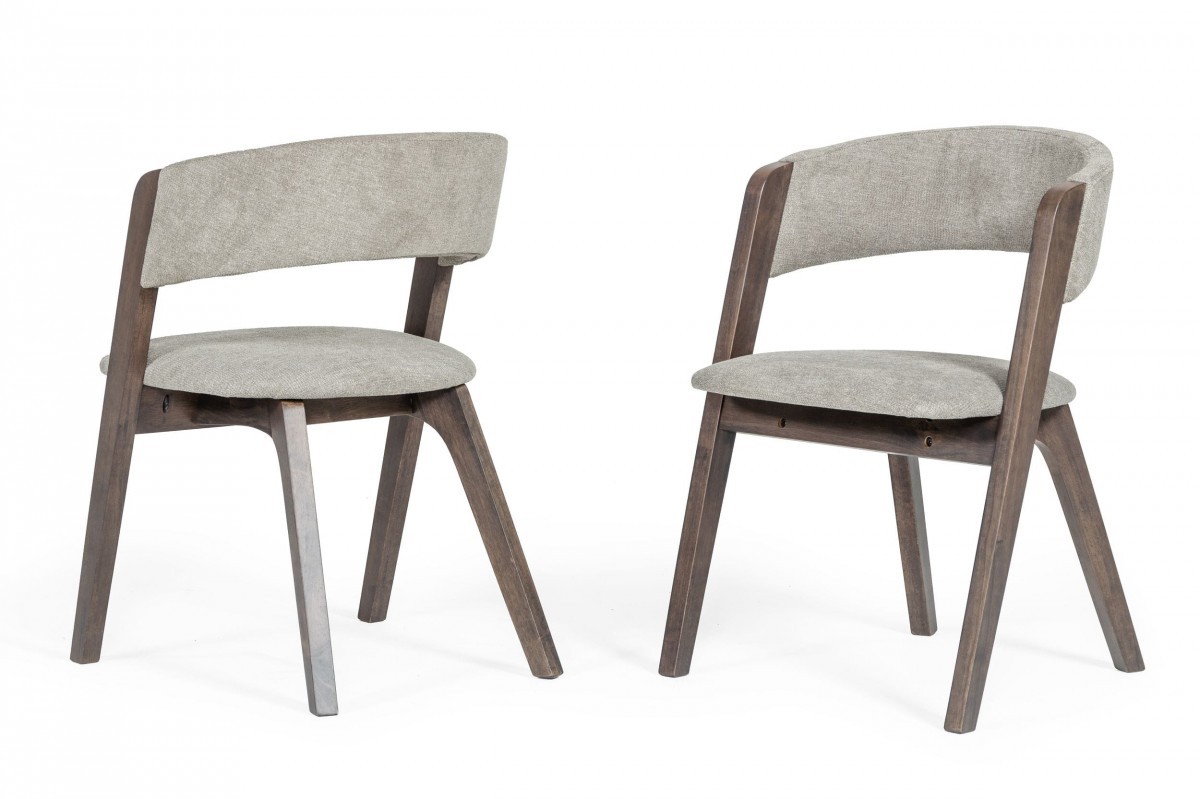 Set of Two Gray Wenge Dining Chairs