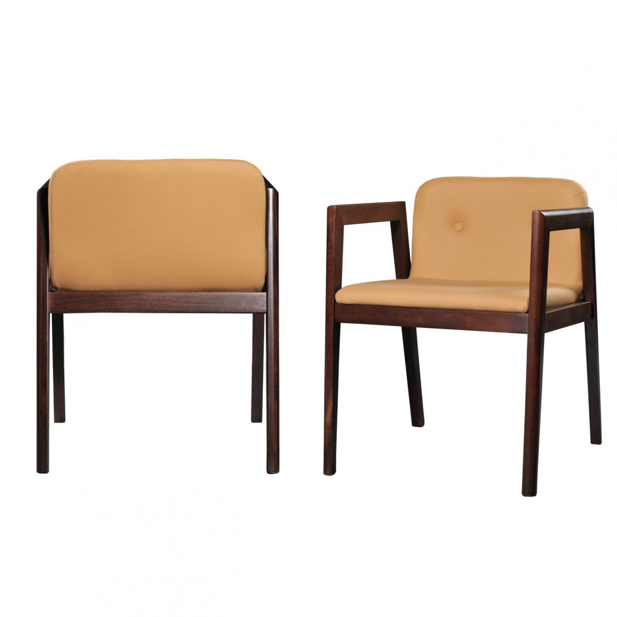 Set of Two Beige Modern Faux Leather Dining Chairs