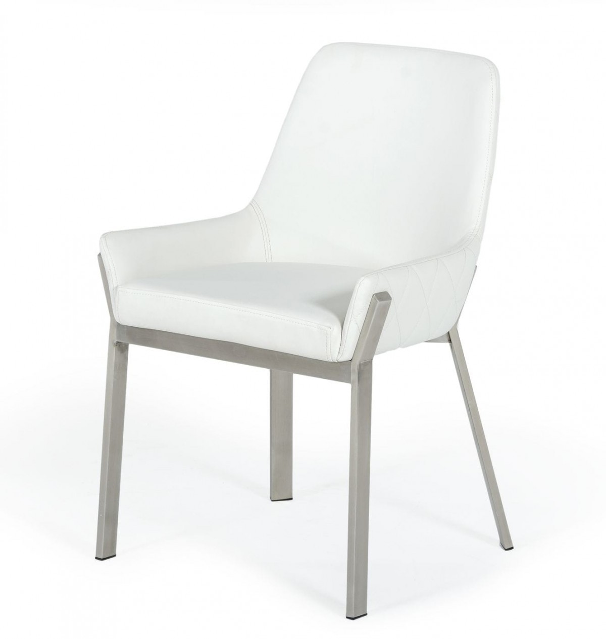 White Brushed Stainless Steel Dining Chair