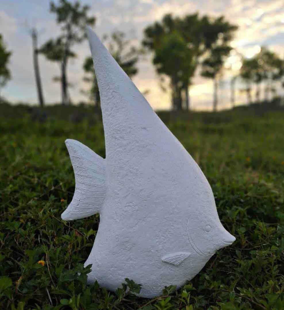 24" White Fish Indoor Outdoor Statue