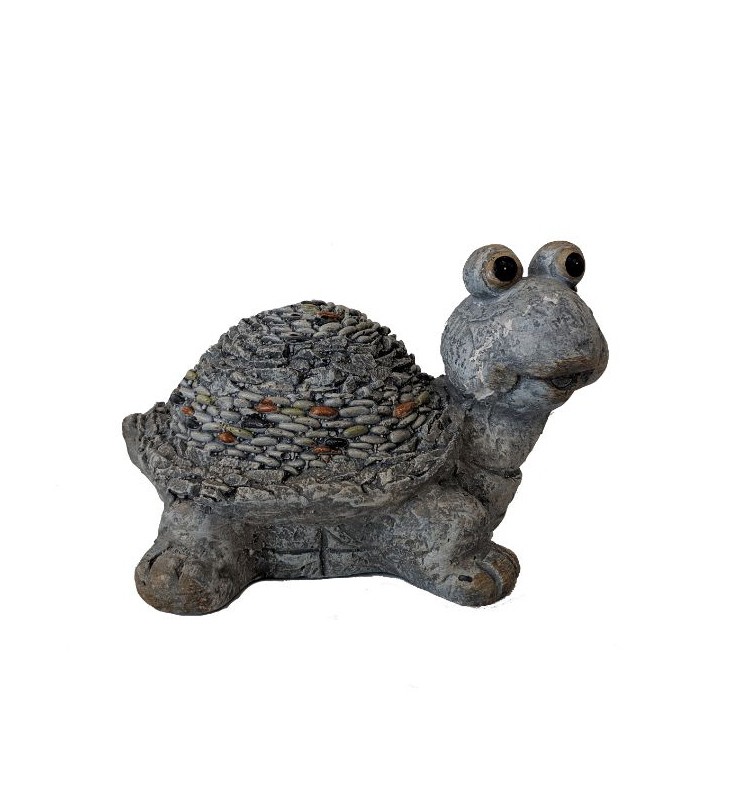 9" Rustic Gray Happy Turtle Outdoor Statue