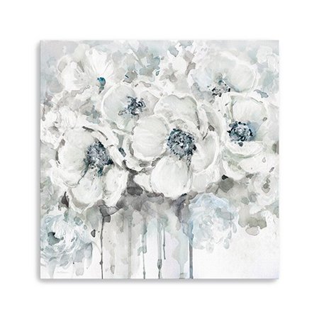 40" Winter Blues Flower Canvas Wall Art