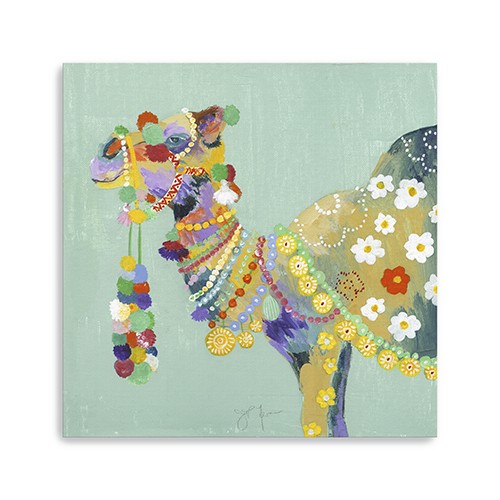 20" Moroccan Party Camel Canvas Wall Art