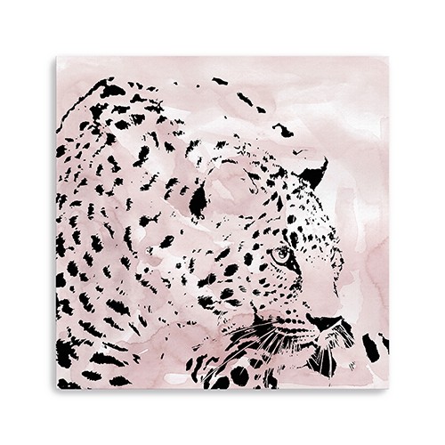 40" Pink Laying Leopard Canvas Wall Art