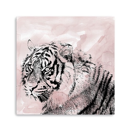 40" Pink Crouching Tiger Canvas Wall Art