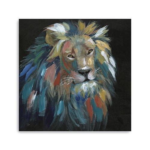 40" Painted Lion Portrait Canvas Wall Art