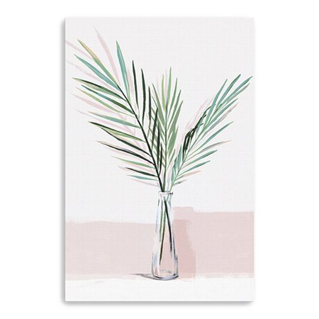 36" Pretty Green Foliage Pink Canvas Wall Art