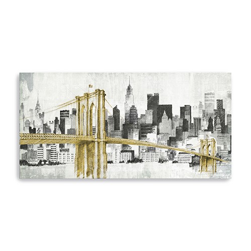 60" NYC Golden Bridge Skyline Canvas Wall Art