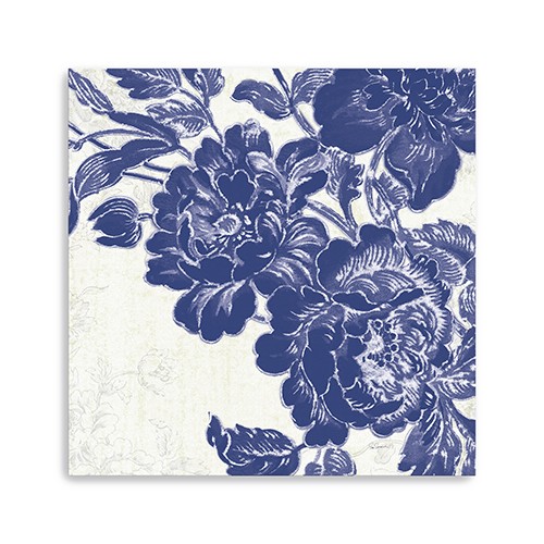 40" Blue Toile Rose Canvas Wall Art