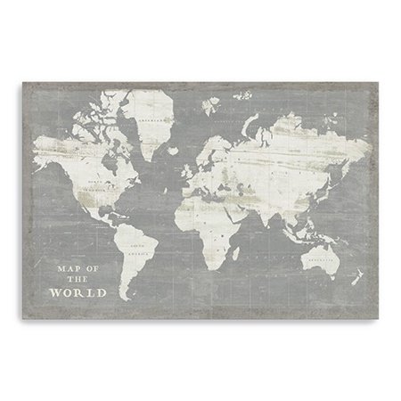 36" Minimalist World Map Canvas Wall Art