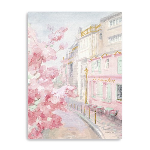40" Pretty Pastel Pink Paris Street Canvas Wall Art