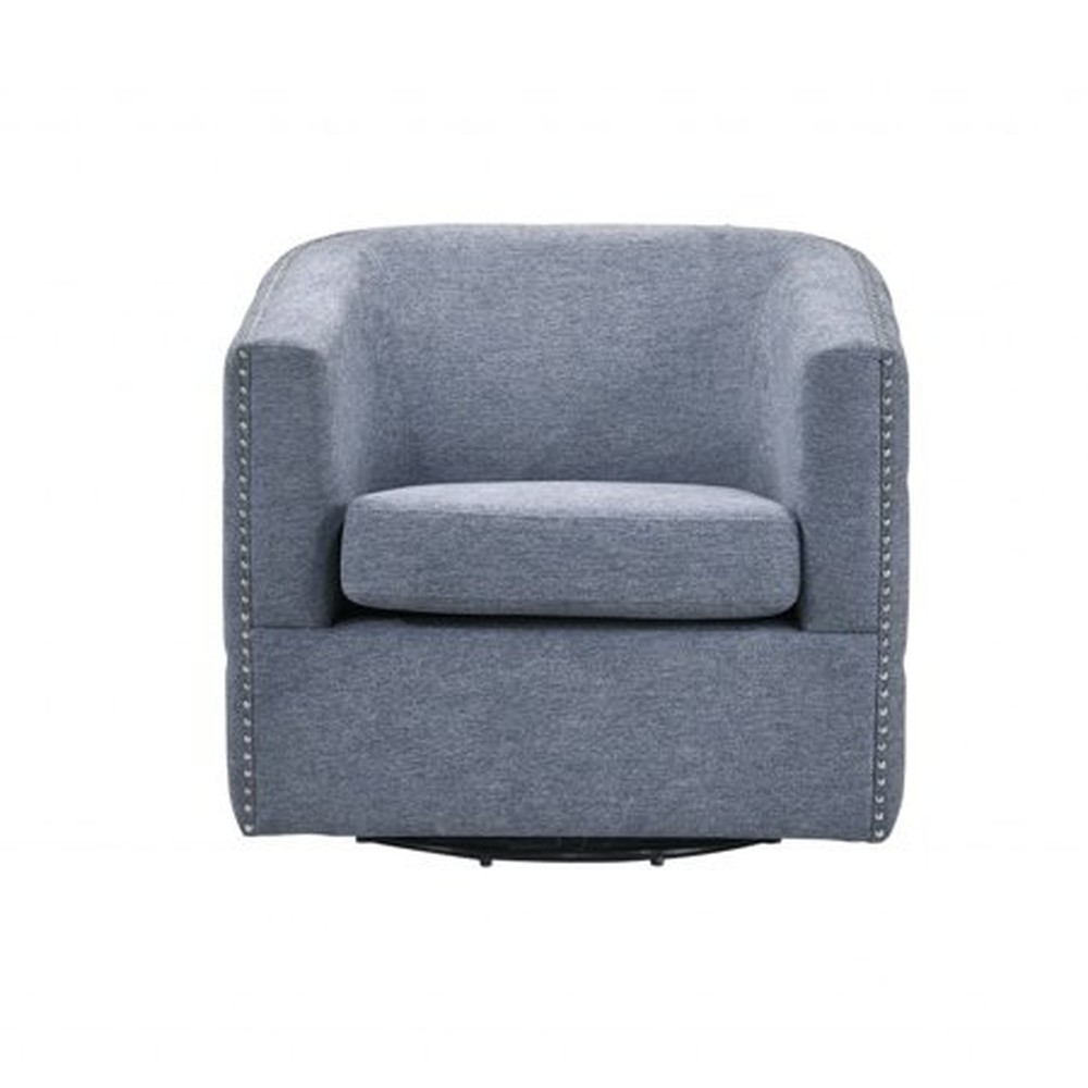Chambray Blue Swivel Barrel Accent Chair