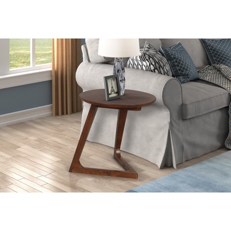 Asymmetric Mocha Wood End or Side Table