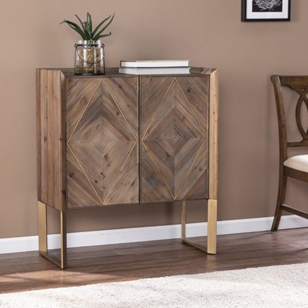 Mod Natural and Gold Reclaimed Wood Accent Cabinet