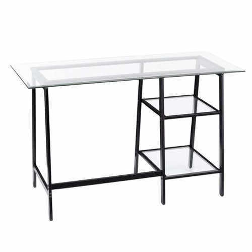 Black A Frame Metal and Glass Writing Desk