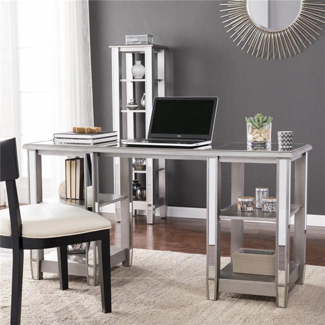 Matte Silver Mirrored Desk