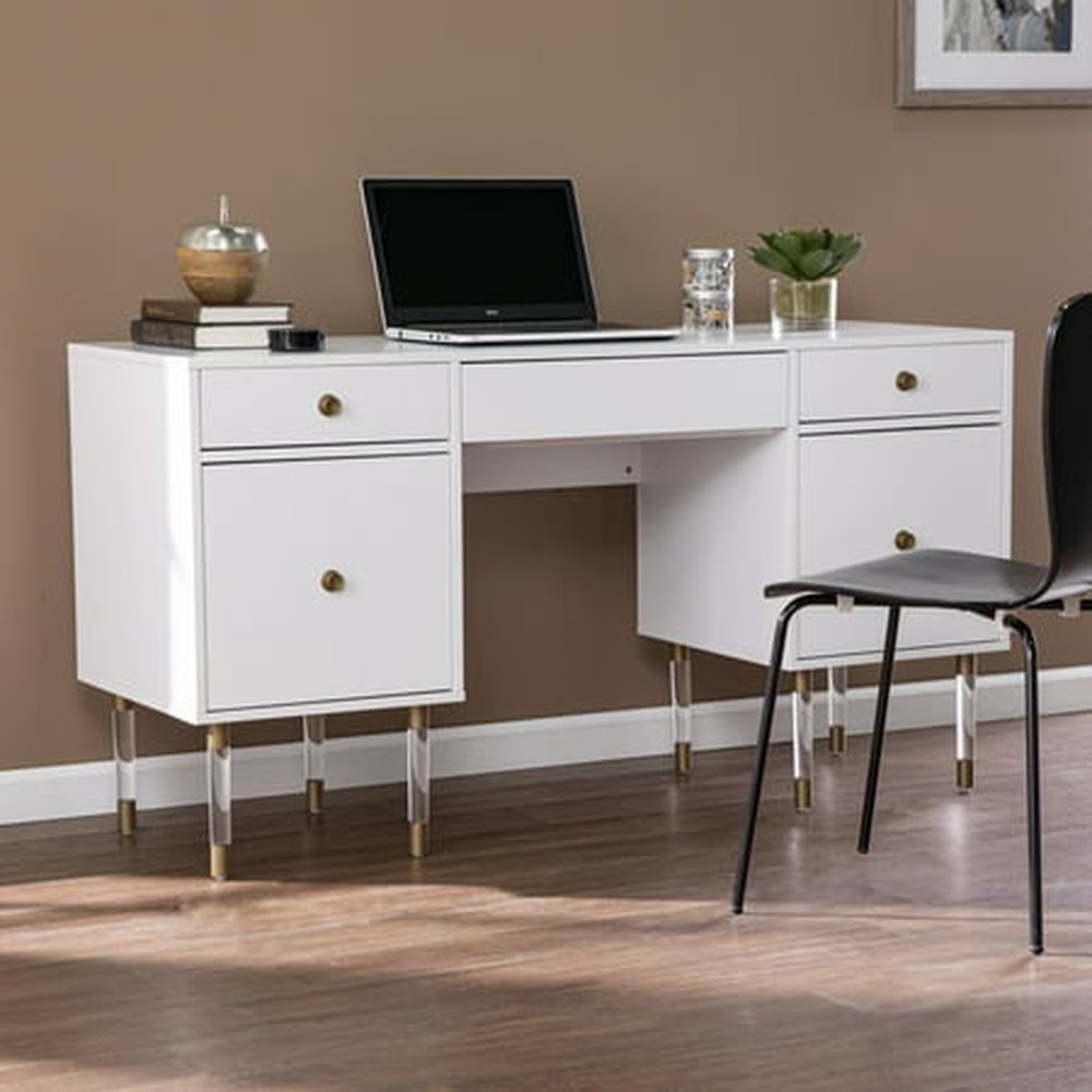 White Wood and Acrylic Writing Desk