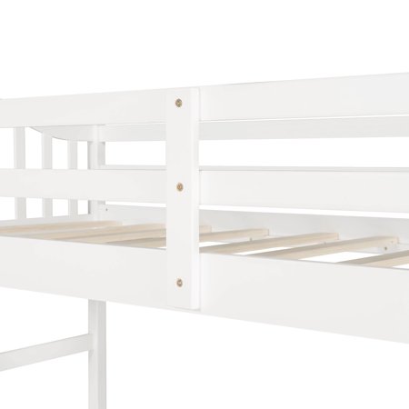 Modern Classic White Twin Loft Bed with Book Shelf Desk and Cabinet