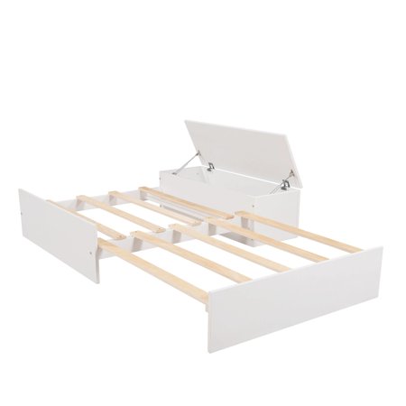 White Convertible Twin over Twin Bunk Bed with Storage
