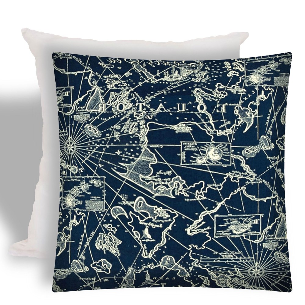 17 Navy Nautical Indoor Outdoor Zippered Pillow
