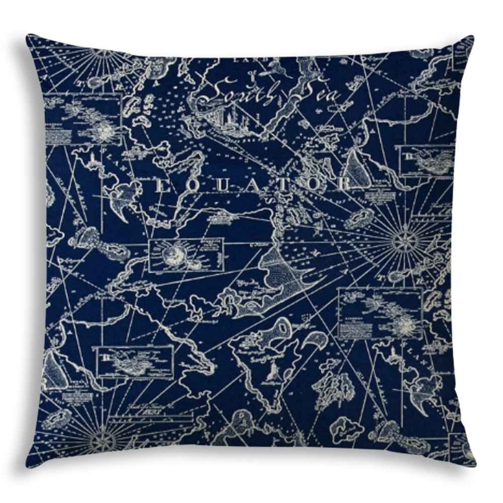 20 Navy Nautical Indoor Outdoor Zippered Pillow