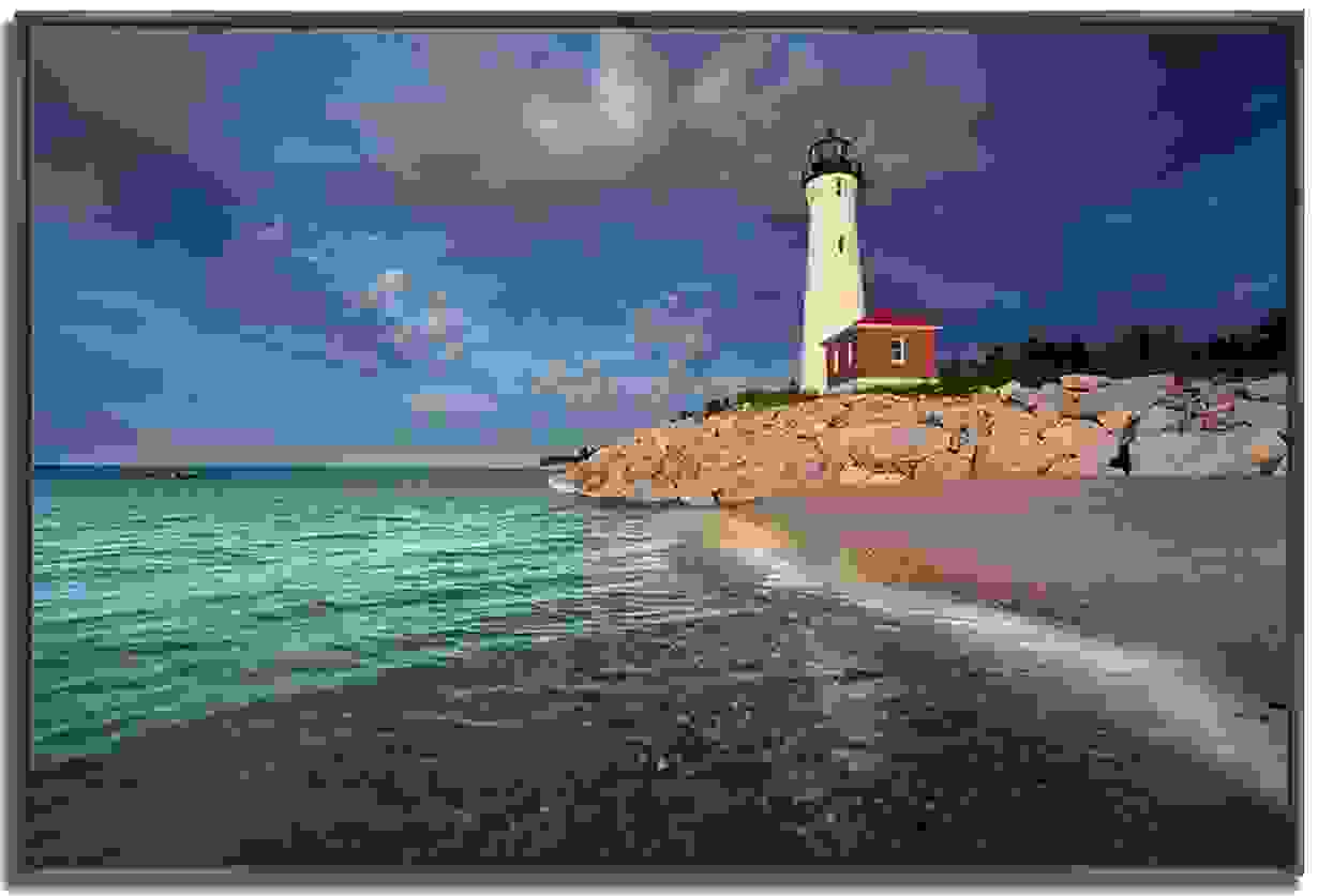 38" Beach with White Light House 6 Giclee Wrap Canvas Wall Art
