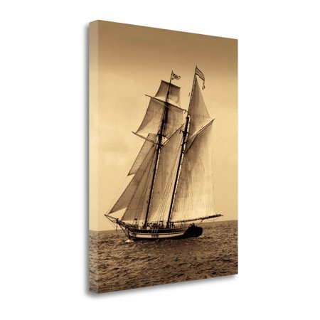 18" Sailing the Dramatic Seas Sepia Tone Giclee Wrap Canvas Wall Art