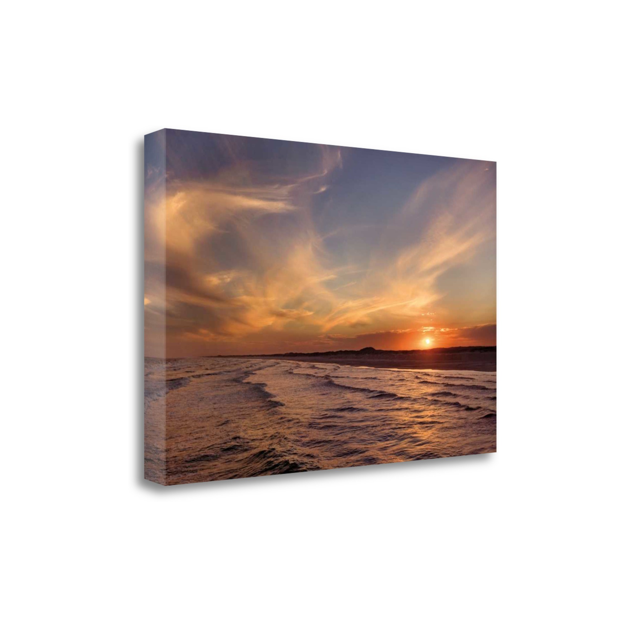 47" Orange Sunset Over The Ocean 7 Giclee Wrap Canvas Wall Art