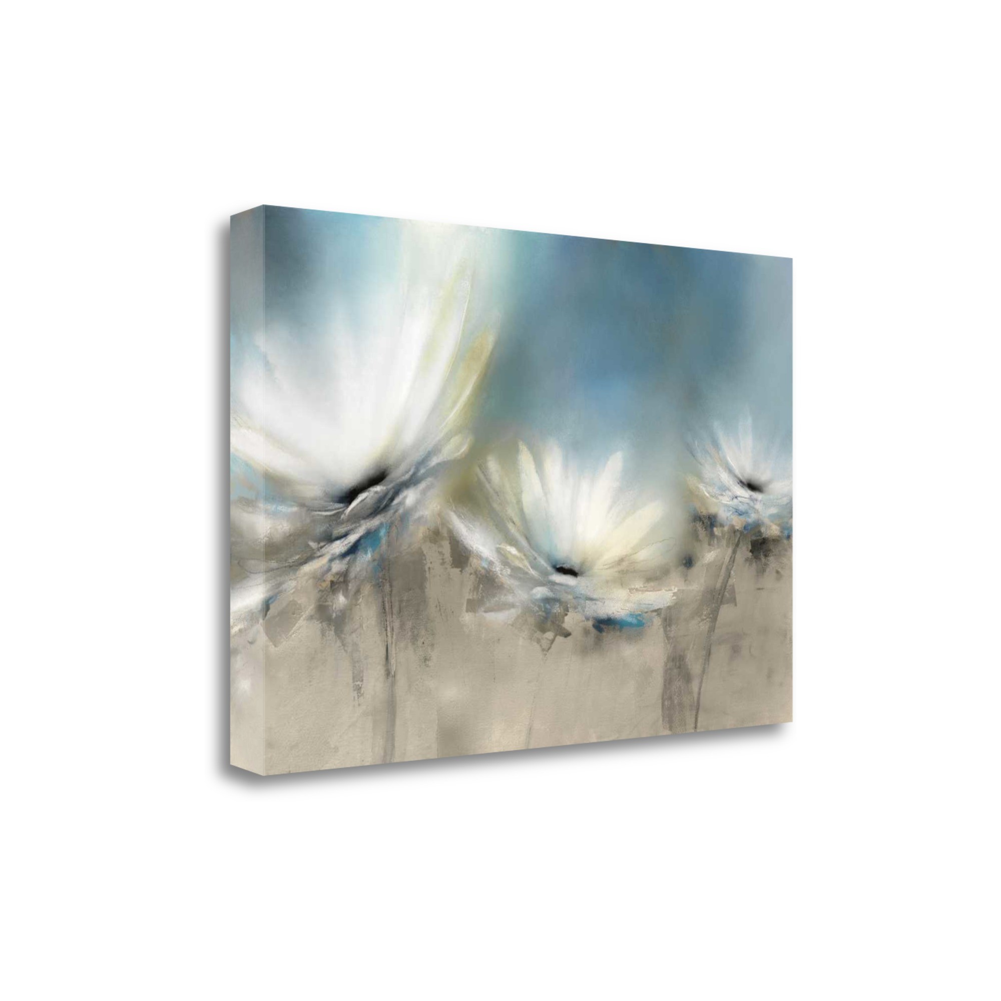47" Whimsical White Daisies Print on Gallery Wrap Canvas Wall Art