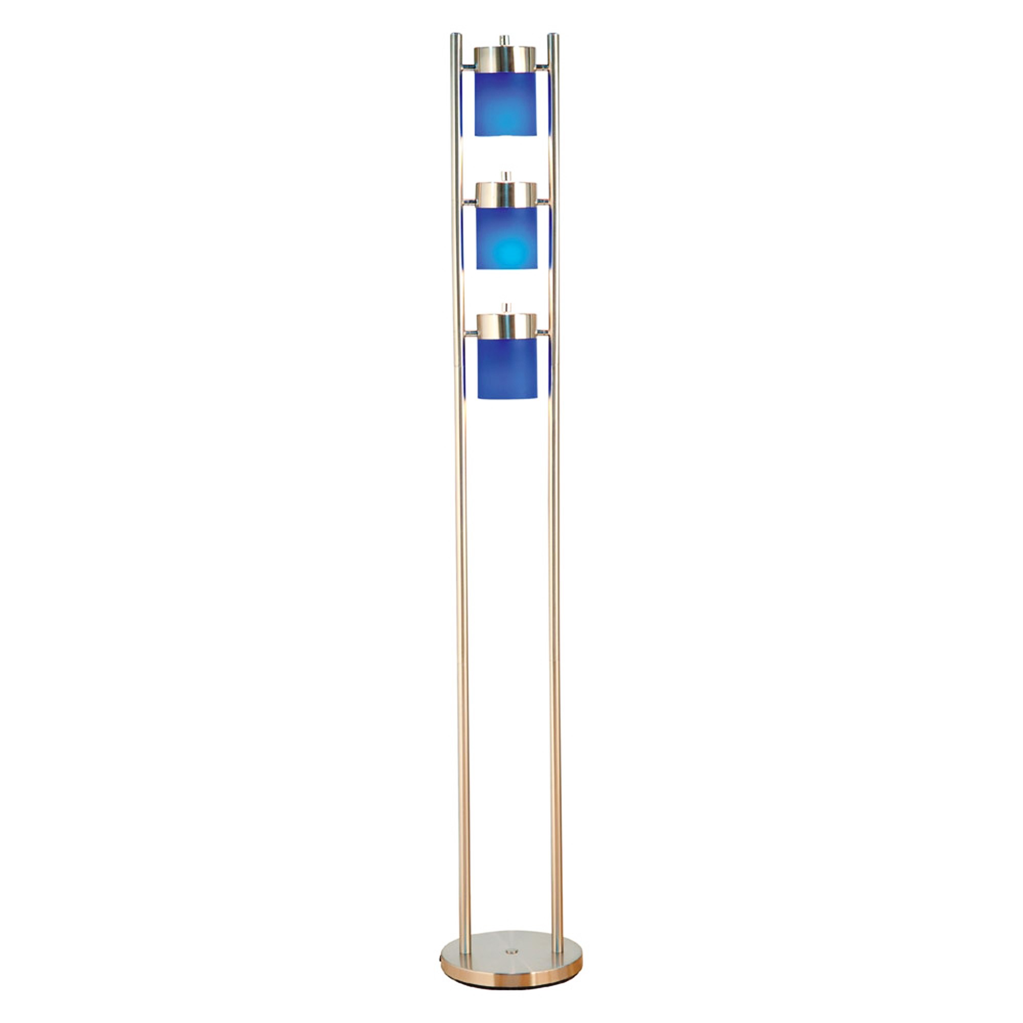 Silver Metal Adjustable Floor Lamp with Blue Acrylic Shades