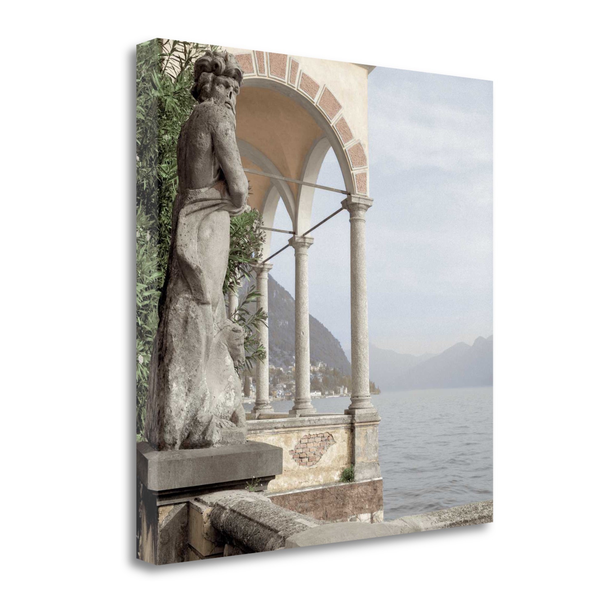 35" Ancient European Sculpture with Water View Giclee Wrap Canvas Wall Art