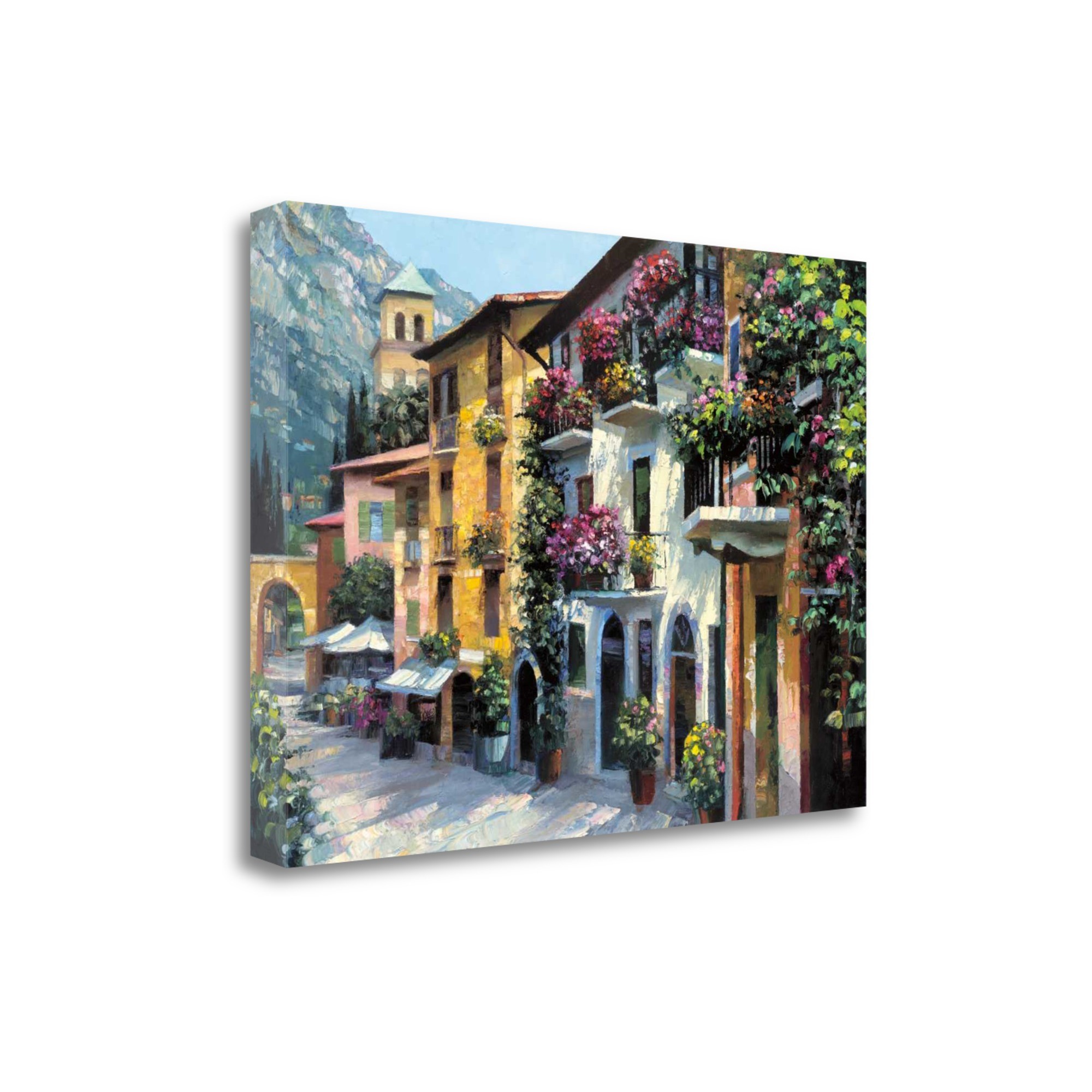 47" Village Pathway and Colorful Buildings Giclee Wrap Canvas Wall Art