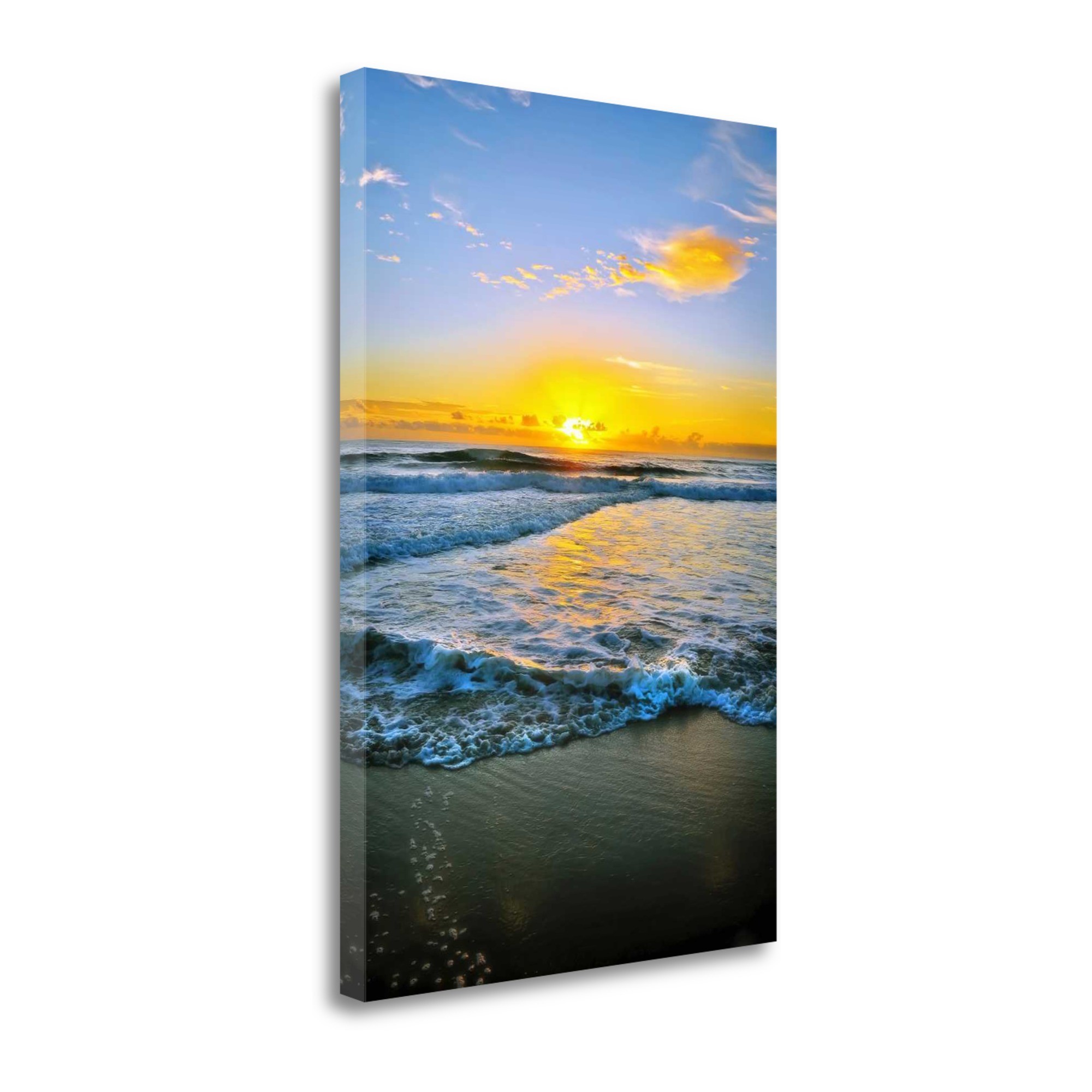 18" Beautiful and Vibrant Sunset at the Beach Giclee Wrap Canvas Wall Art
